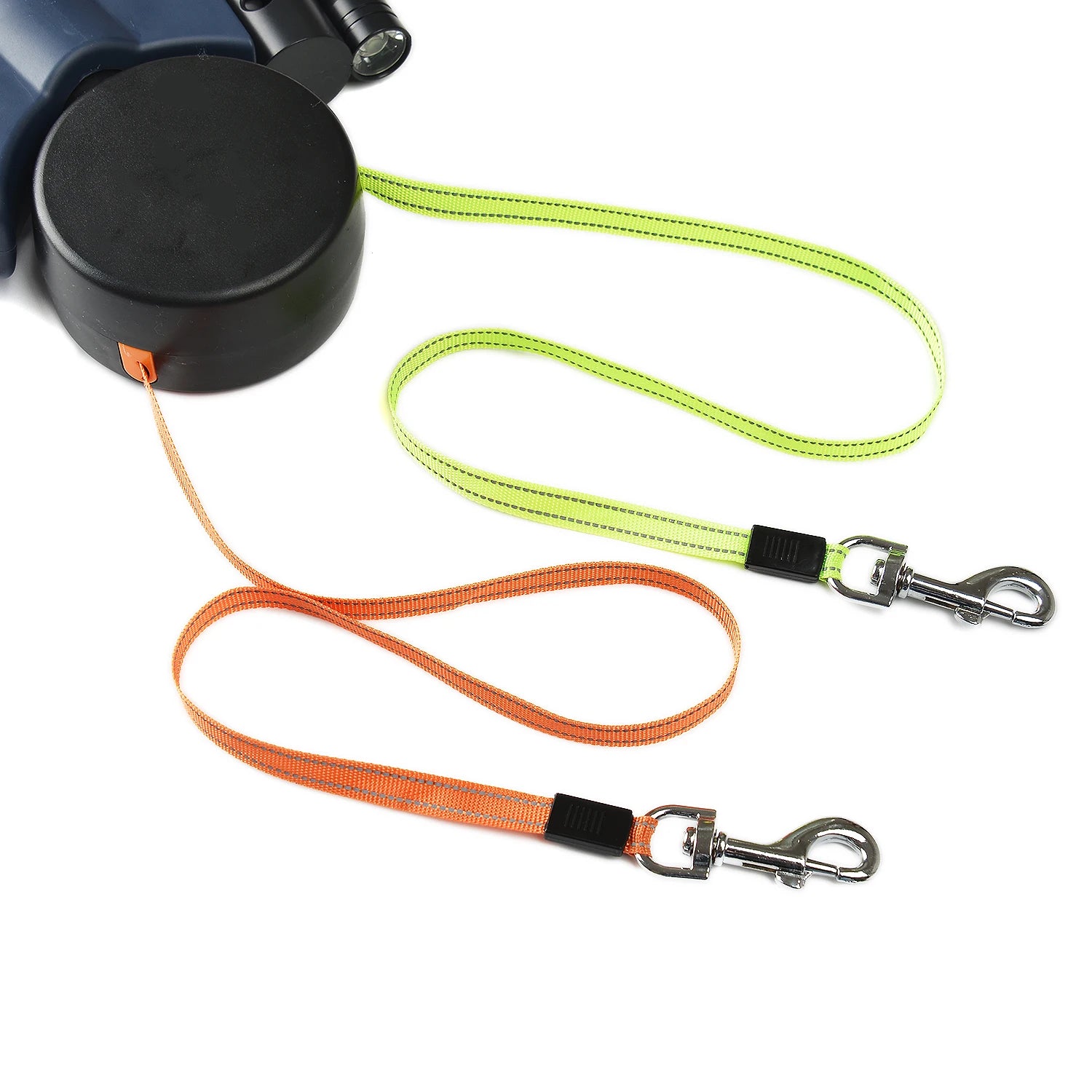 Laisse Rétractable Double pour Petit Chien – 3 m, Réfléchissante, Lumières LED, jusqu’à 8 kg