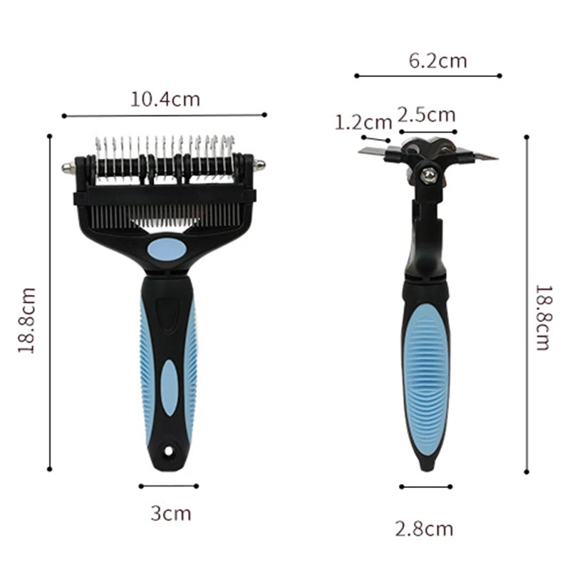 Brosse démêlante 3-en-1 pour chien et chat – Épilateur et coupe-nœuds en acier inoxydable