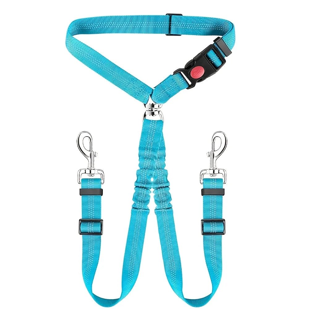 Ceinture de sécurité pour chien – Laisse 2-en-1 avec amortisseur