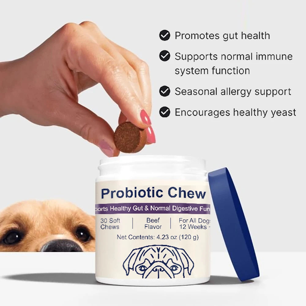 Probiotiques à mâcher pour chiens | Saveur bœuf