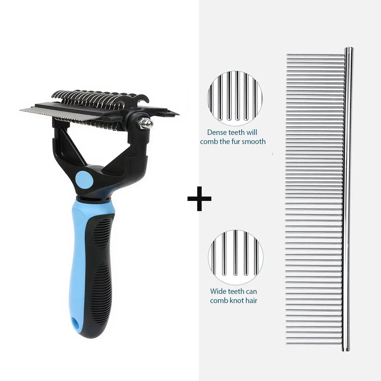 Brosse démêlante 3-en-1 pour chien et chat – Épilateur et coupe-nœuds en acier inoxydable