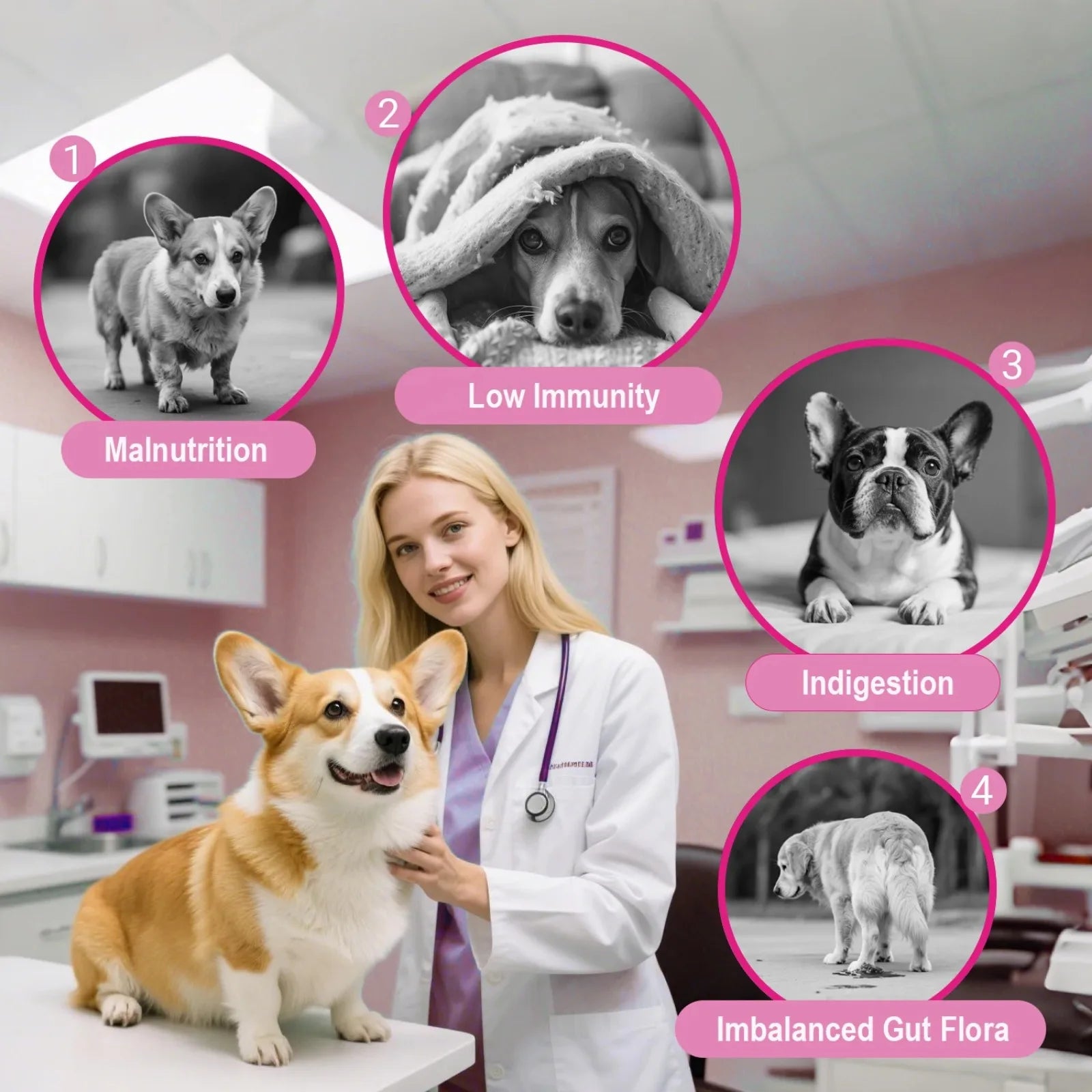 Probiotiques pour Chien – 180 Comprimés à Mâcher, Flore Intestinale & Immunité