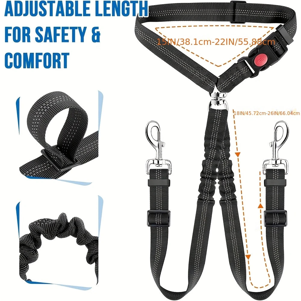Ceinture de sécurité pour chien – Laisse 2-en-1 avec amortisseur