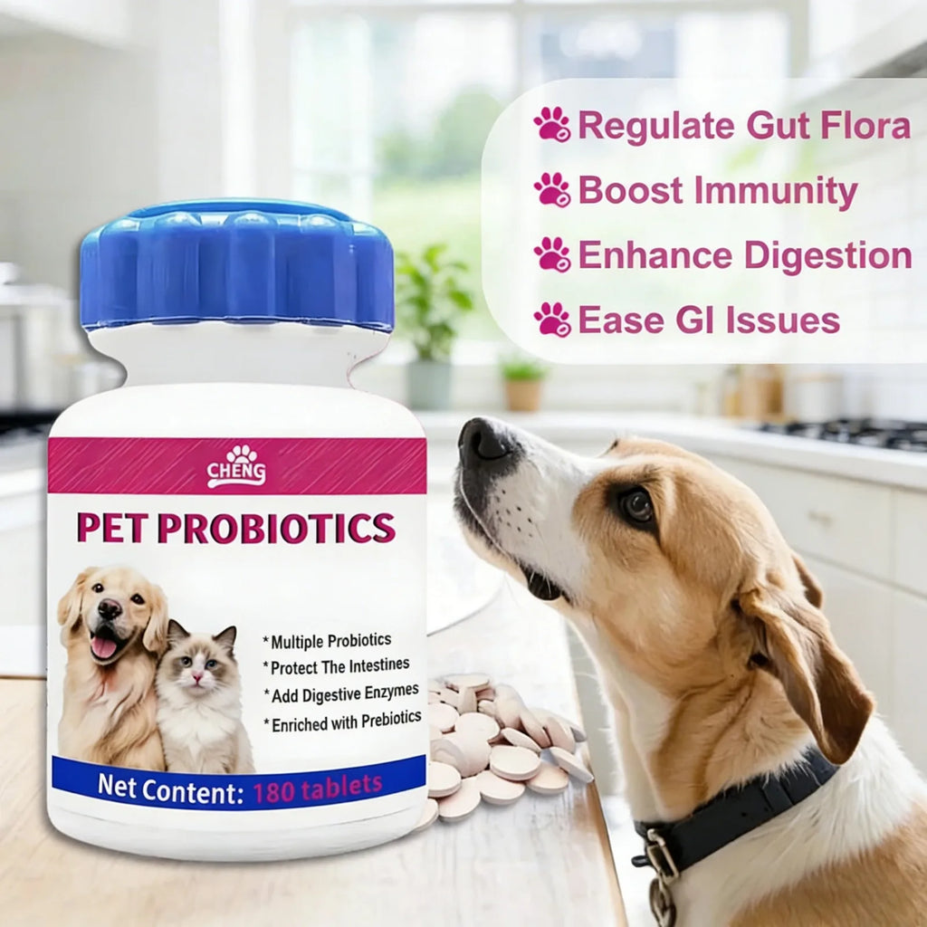 Probiotiques pour Chien – 180 Comprimés à Mâcher, Flore Intestinale & Immunité