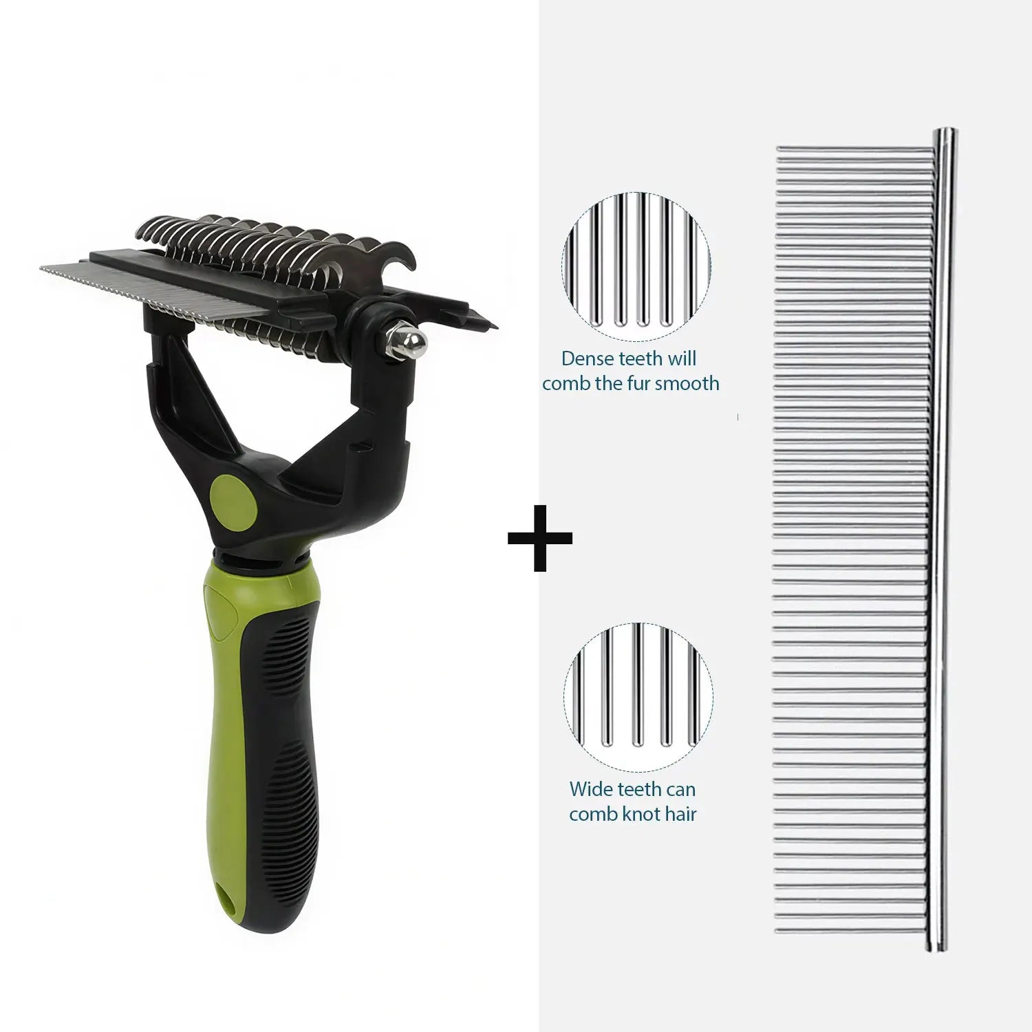 Brosse démêlante 3-en-1 pour chien et chat – Épilateur et coupe-nœuds en acier inoxydable
