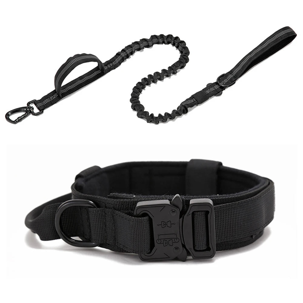 Ensemble Laisse & Collier Tactique pour Chien – Nylon Réfléchissant