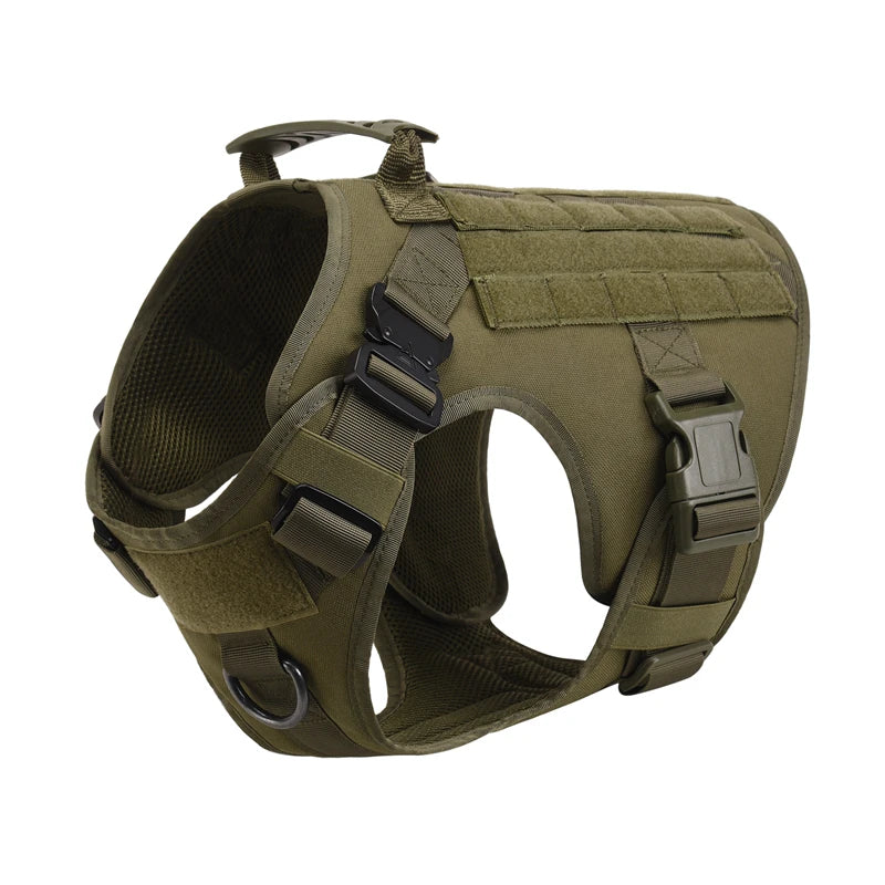 Harnais Tactique Militaire pour Chien – Gilet MOLLE + Laisse, S à XL