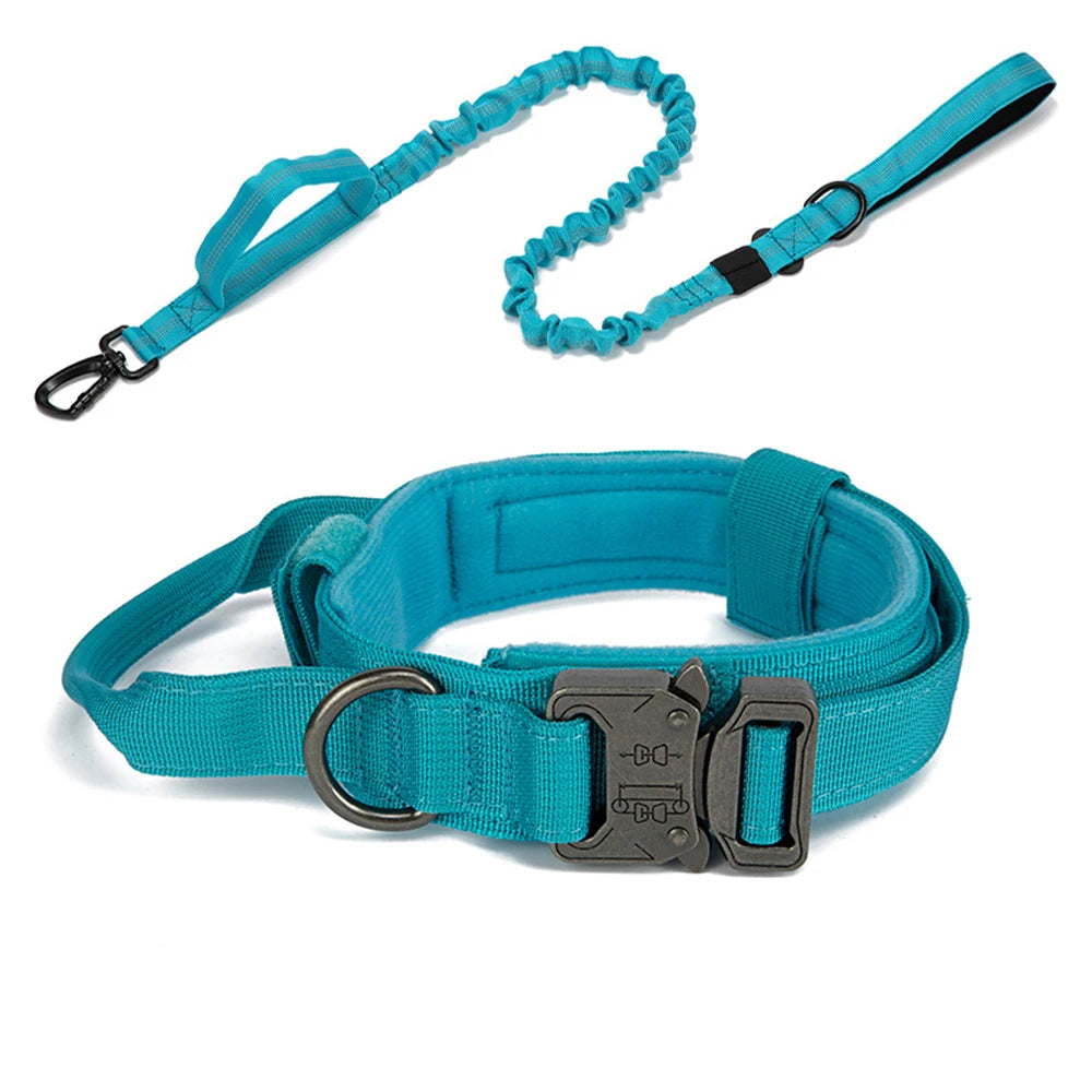 Ensemble Laisse & Collier Tactique pour Chien – Nylon Réfléchissant
