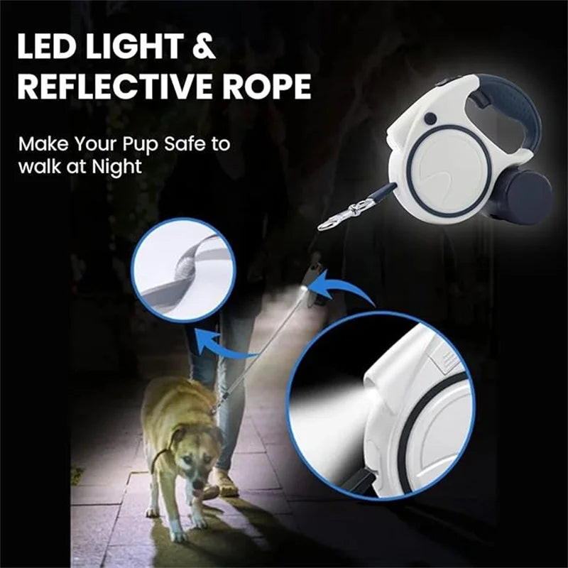 Laisse Rétractable avec Lampe & Distributeur pour Chien