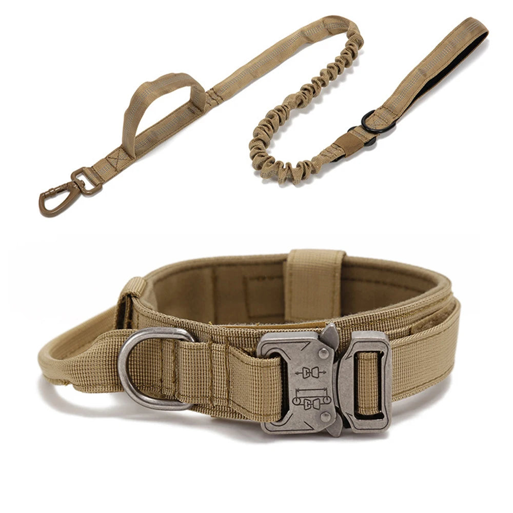 Ensemble Laisse & Collier Tactique pour Chien – Nylon Réfléchissant
