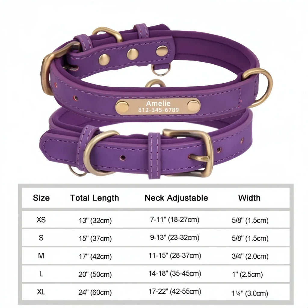 Collier cuir PU personnalisé pour chien