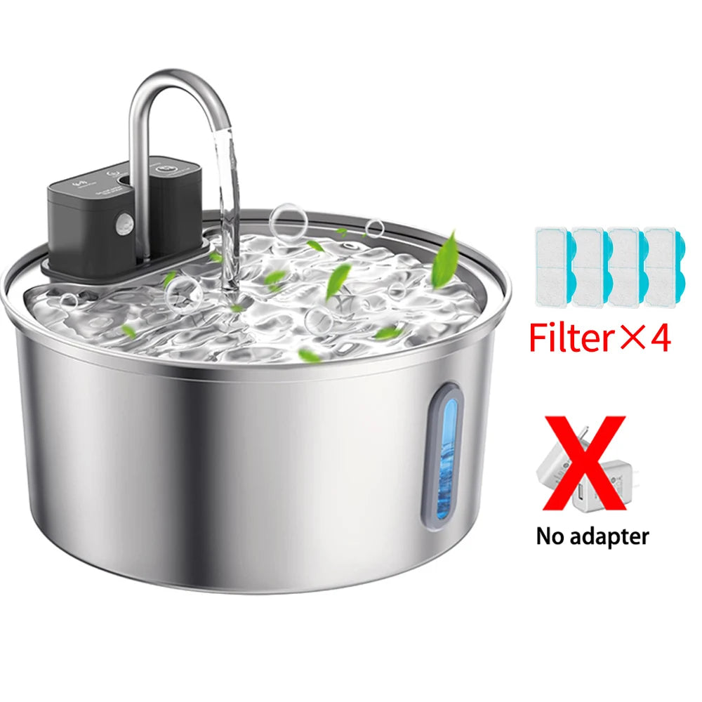 Fontaine d'eau sans fil pour chat 7L – Acier inoxydable & Silencieuse