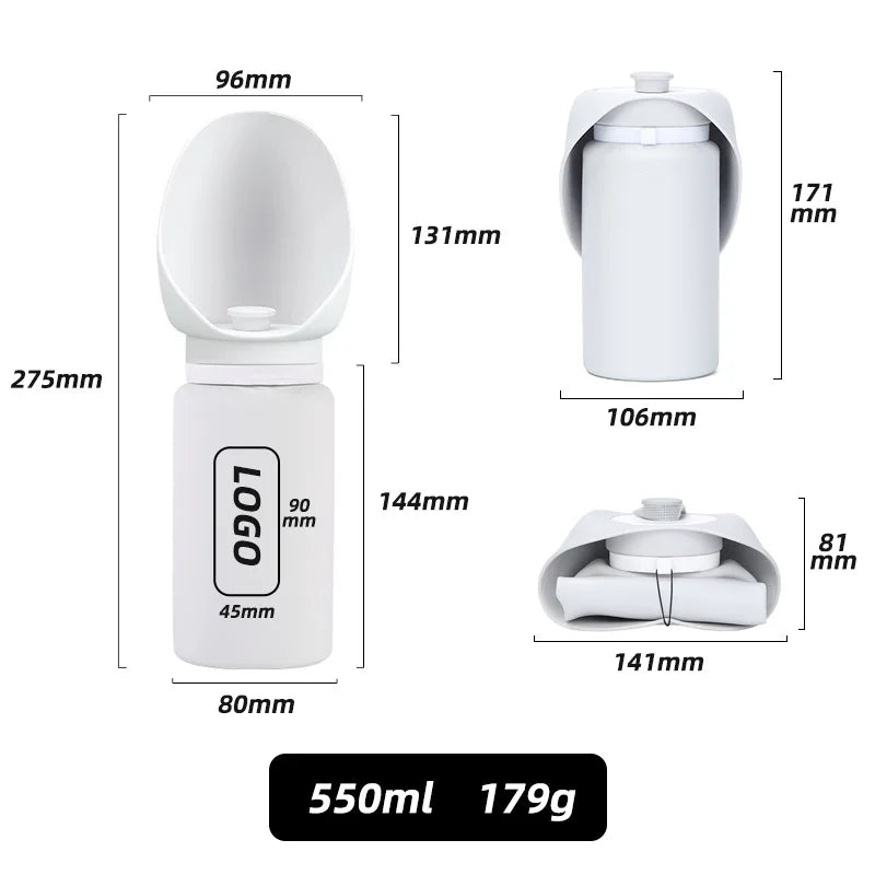 Bouteille d'eau pour chien pliable – Distributeur portable anti-fuite 550 ml