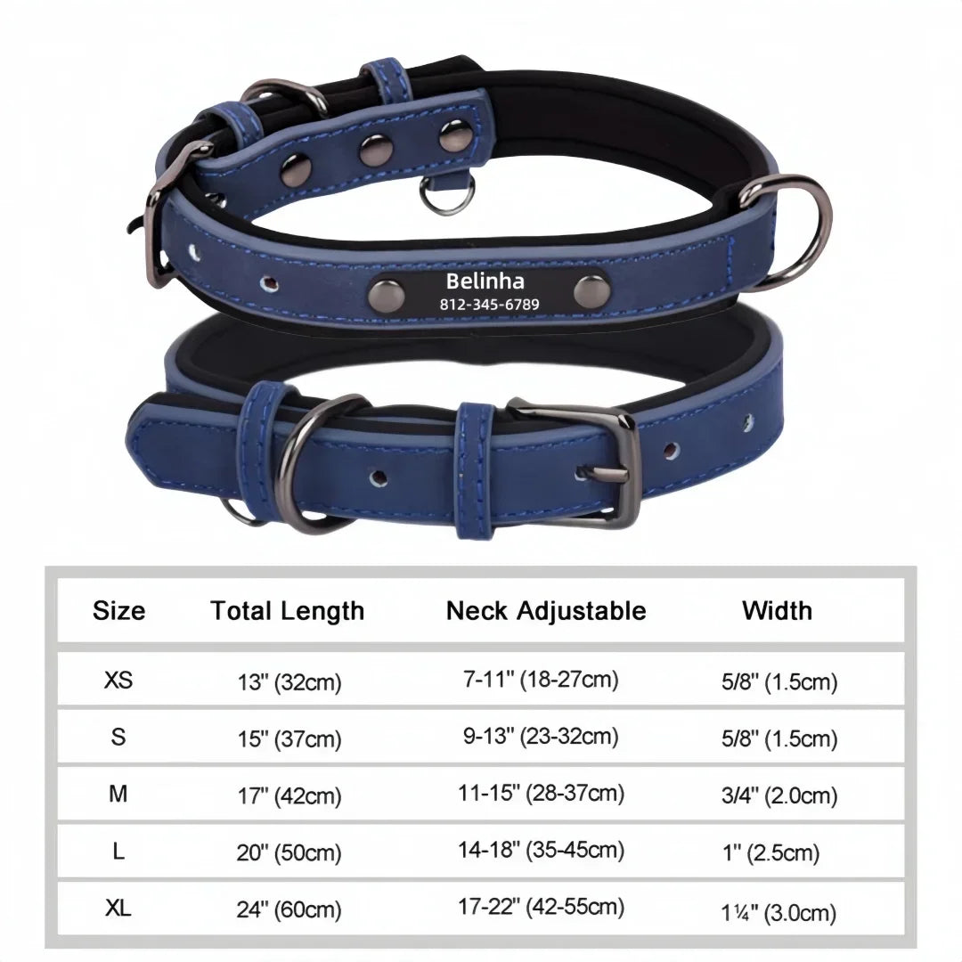 Collier cuir PU personnalisé pour chien