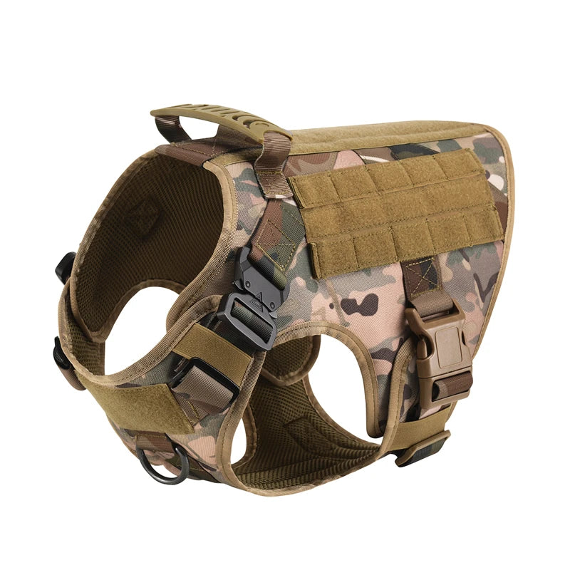 Harnais Tactique Militaire pour Chien – Gilet MOLLE + Laisse, S à XL