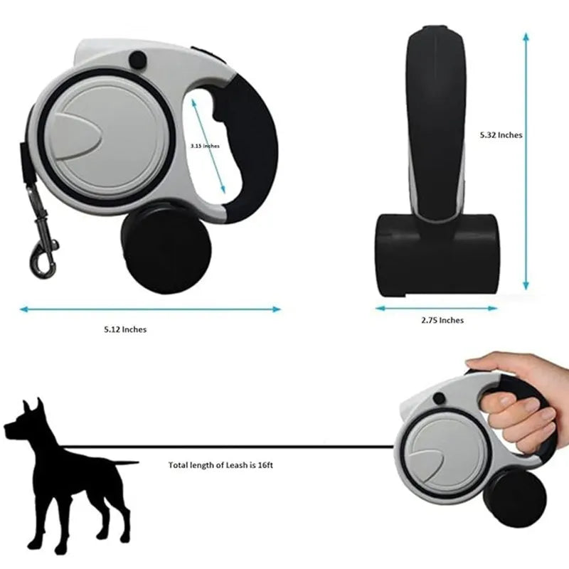 Laisse Rétractable avec Lampe & Distributeur pour Chien
