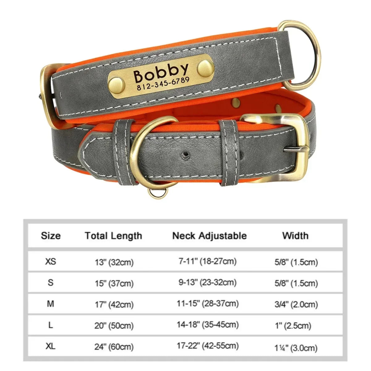 Collier cuir PU personnalisé pour chien