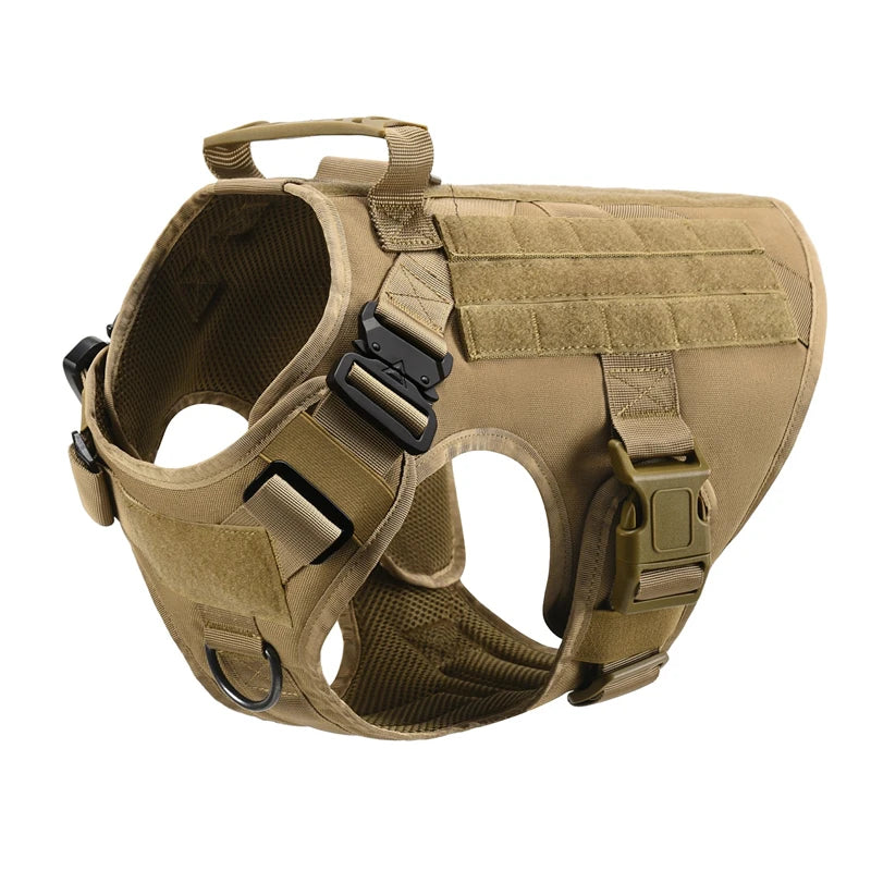 Harnais Tactique Militaire pour Chien – Gilet MOLLE + Laisse, S à XL