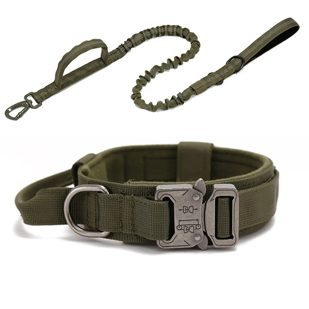 Ensemble Laisse & Collier Tactique pour Chien – Nylon Réfléchissant