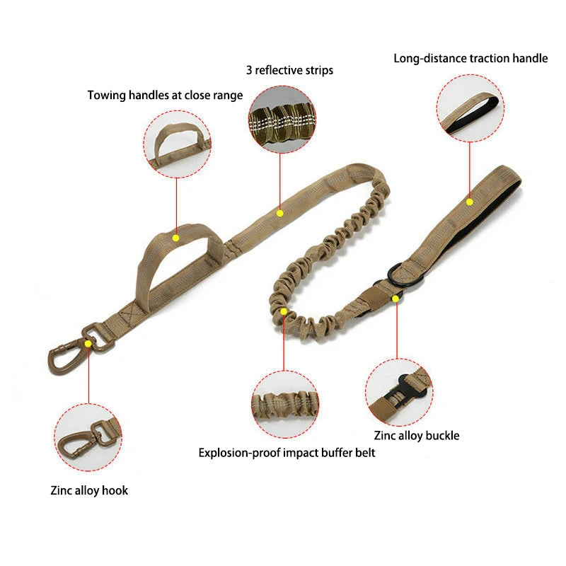 Ensemble Laisse & Collier Tactique pour Chien – Nylon Réfléchissant