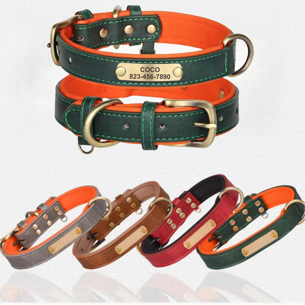 Collier cuir PU personnalisé pour chien