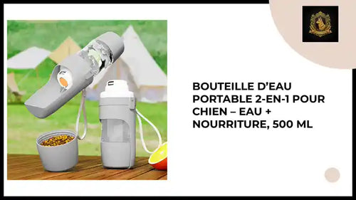 Bouteille d&rsquo;Eau Portable 2-en-1 pour Chien &ndash; Eau + Nourriture, 500 ml by@Outfy